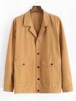 Veste à Bouton à Col Haut avec poche L Jaune