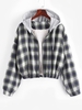 Veste à Capuche à Carreaux à Doublure en Fausse Laine M