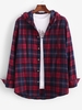 Veste à Capuche à Carreaux à Manches Longues S Rouge