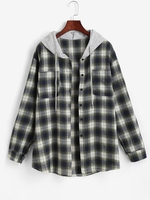 Veste à Capuche à Carreaux avec Poche en Avant Xl Vert