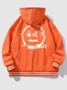 Veste à Capuche à Lettre Rayée Zippée Graphique M Orange citrouille