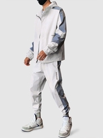 Veste à Capuche Bicolore Contrastée Zippée avec Poche 2xl Blanc lait