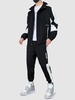 Veste à Capuche Bicolore Contrastée Zippée avec Poche S Noir
