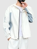 Veste à Capuche Bicolore Zippée à Cordon L Blanc lait