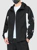 Veste à Capuche Bicolore Zippée à Cordon S Noir
