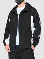 Veste à Capuche Bicolore Zippée à Cordon S Noir