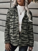 Veste à Capuche Camouflage avec Poche en Laine M Gris