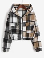 Veste à Capuche Courte à Carreaux S Multi a