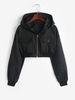 Veste à Capuche Courte à Goutte Epaule avec Poche M Noir