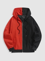Veste à Capuche Décontractée en Blocs de Couleurs Xxl Noir