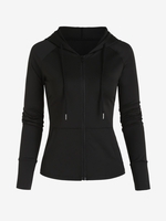Veste à Capuche de Sport Zippée avec Poches S Noir