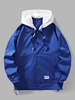 Veste à Capuche Détachable Contrastée avec Bouton-Pression L Bleu océan