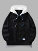 Veste à Capuche Détachable Contrastée avec Bouton-Pression S Noir