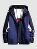 Veste à Capuche en Blocs de Couleurs à Manches Raglan L Bleu profond