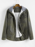 Veste à Capuche en Blocs de Couleurs avec Doublure L Vert armée