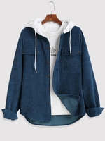 Veste à Capuche en Blocs de Couleurs en Velours Côtelé 2xl Bleu profond