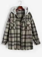 Veste à Capuche en Flanelle Motif à Carreaux M Café