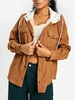 Veste à Capuche en Velours Côtelé à Doublure en Laine Xl Brun