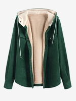Veste à Capuche en Velours Côtelé à Doublure en Laine Xl Vert profond