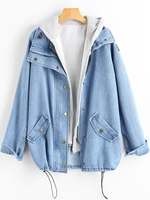 Veste à Capuche et Gilet Boutonné en Jean 2xl Bleu clair