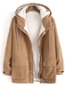 Veste à Capuche Fausse Fourrure en Velours Côtelé à Manches Raglan 2xl Café lumière
