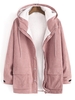 Veste à Capuche Fausse Fourrure en Velours Côtelé à Manches Raglan 2xl Rose kaki
