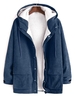 Veste à Capuche Fausse Fourrure en Velours Côtelé à Manches Raglan Xl Ardoise bleue foncée