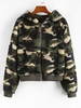 Veste à Capuche Fourrée Camouflage Zippée S Vert profond
