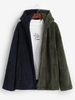 Veste à Capuche Fourrée Contrastée Ouverte en Avant Xl Vert profond