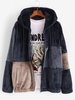 Veste à Capuche Fourrée Contrastée Zippée S Bleu profond