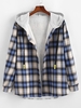 Veste à Capuche Fourrée en Blocs de Couleurs à Carreaux à Doublure Fourrée 2xl Bleu