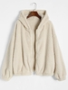 Veste à Capuche Fourrée en Fausse Laine S Café lumière