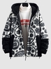 Veste à Capuche Fourrée Motif de Cachemire en Tissu Duveteux M Blanc