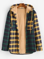 Veste à Capuche Jointive à Carreaux en Blocs de Couleurs en Laine 2xl