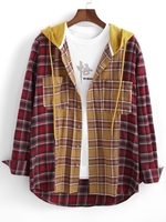 Veste à Capuche Jointive à Carreaux en Blocs de Couleurs M Deep yellow