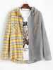 Veste à Capuche Jointive à Carreaux en Blocs de Couleurs Xl Jaune