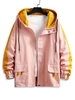 Veste à Capuche Lettre en Blocs de Couleurs à Manches Raglan 2xl Rose