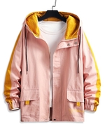 Veste à Capuche Lettre en Blocs de Couleurs à Manches Raglan 2xl Rose