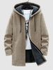 Veste à Capuche Longue Zippée à Doublure en Laine L Café lumière