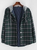 Veste à Capuche Matelassée à Carreaux Imprimée avec Double Poches en Flanelle 2xl Vert profond