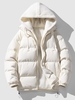 Veste à Capuche Matelassée Fourrée en Couleur Jointive 2xl Blanc