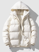 Veste à Capuche Matelassée Fourrée en Couleur Jointive 2xl Blanc