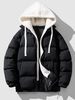 Veste à Capuche Matelassée Fourrée en Couleur Jointive 2xl Noir