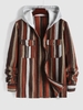 Veste à Capuche Rayée avec Poche Avant S Café profond