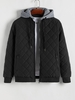 Veste à Capuche Rembourrée avec Poche Latérale en Argyle L Noir