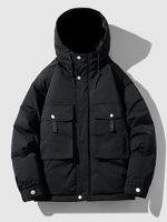 Veste à Capuche Rembourrée avec Poches en Avant Style Cargo 2xl Noir