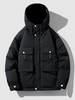 Veste à Capuche Rembourrée avec Poches en Avant Style Cargo M Noir