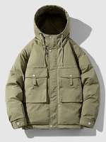 Veste à Capuche Rembourrée avec Poches en Avant Style Cargo M Vert profond