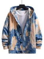 Veste à Capuche Teintée à Goutte Epaule L Bleu clair