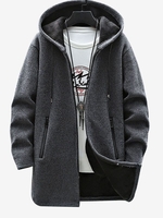 Veste à Capuche Tricotée Couleur Unie avec Fermeture Éclair sur le Côté M Gris foncé